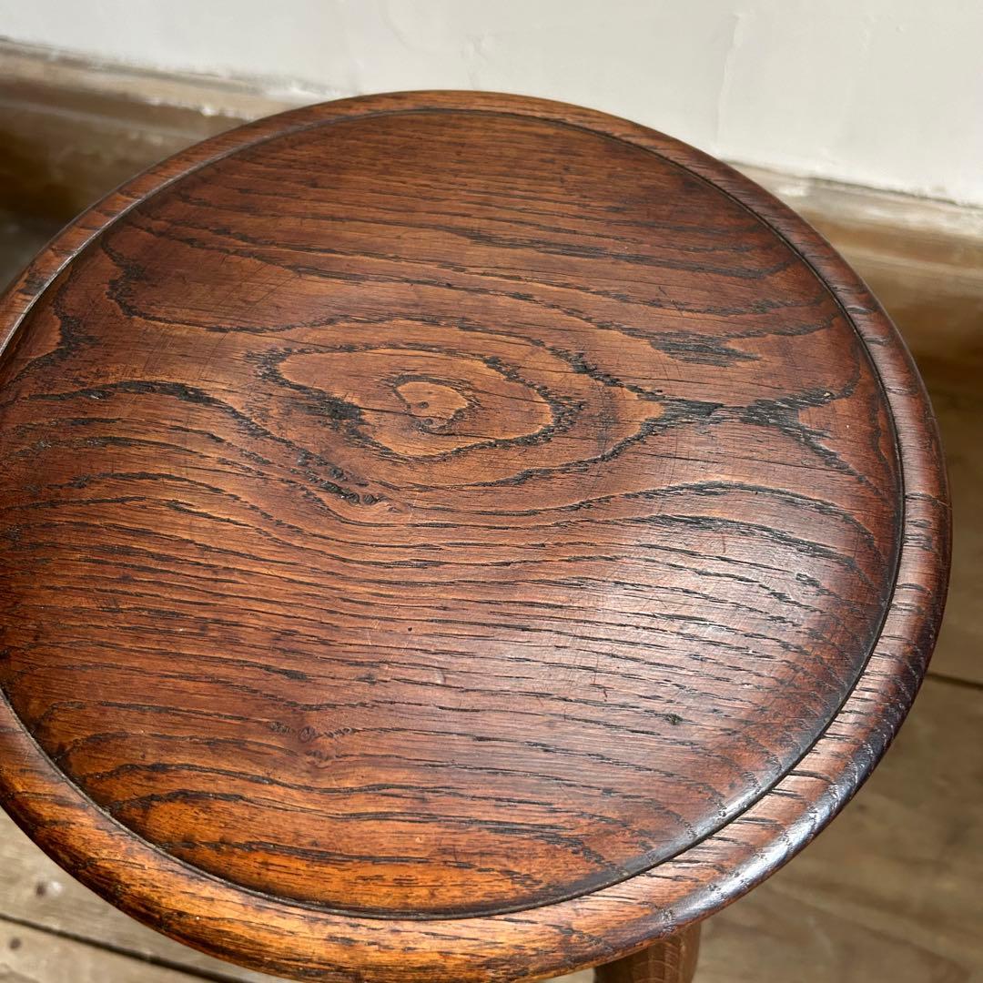 フランスアンティーク 木製 三本脚 スツール ダークブラウン　②