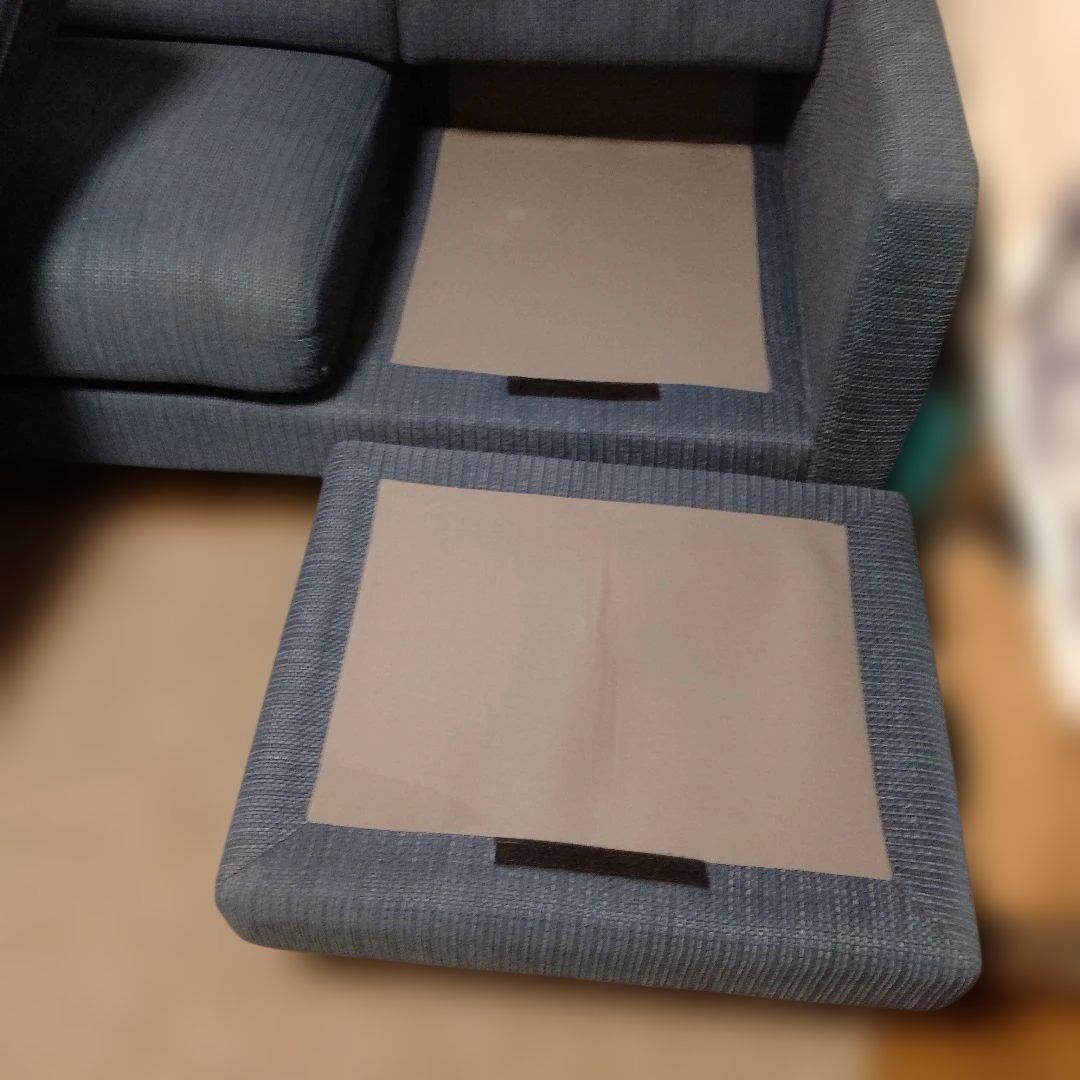 NITORI ダークブルー L字型ソファ３人掛け 引き取り限定です。