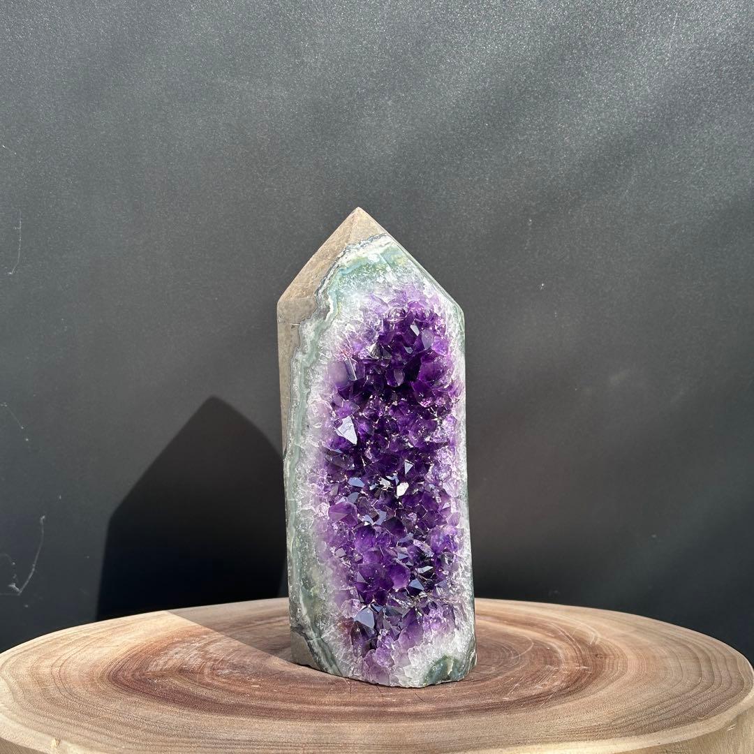 天然石アメジストのポイント　置物G.61