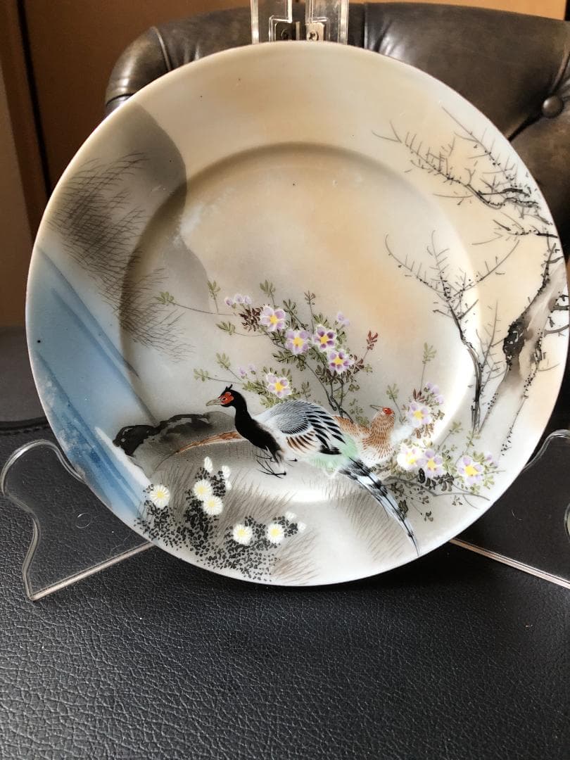 オールドノリタケ 金彩プレート①　百田造　夫婦孔雀絵図