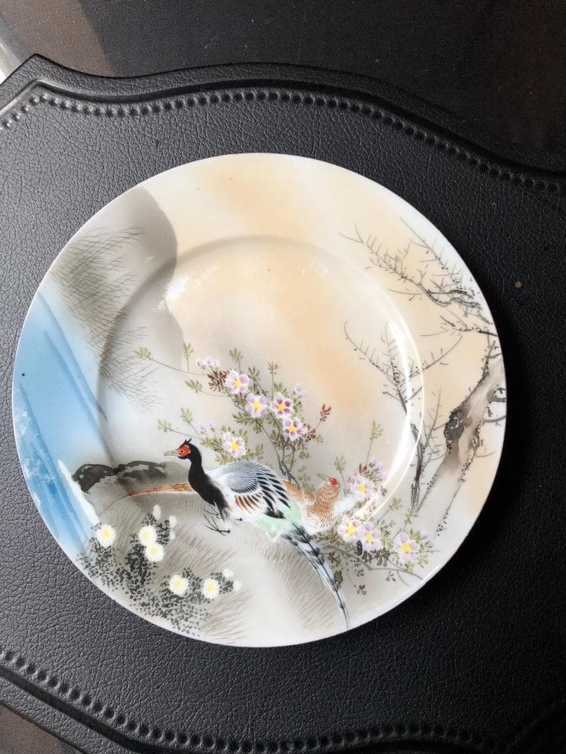 オールドノリタケ 金彩プレート①　百田造　夫婦孔雀絵図