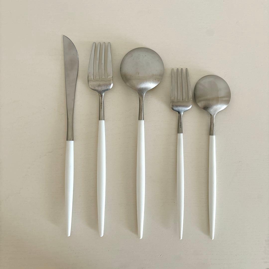 【美品】クチポール ゴア ディナー&デザート 計5点セット（ホワイト×シルバー）