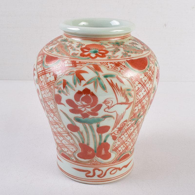 中国　赤絵　花鳥文瓶　C　R8941