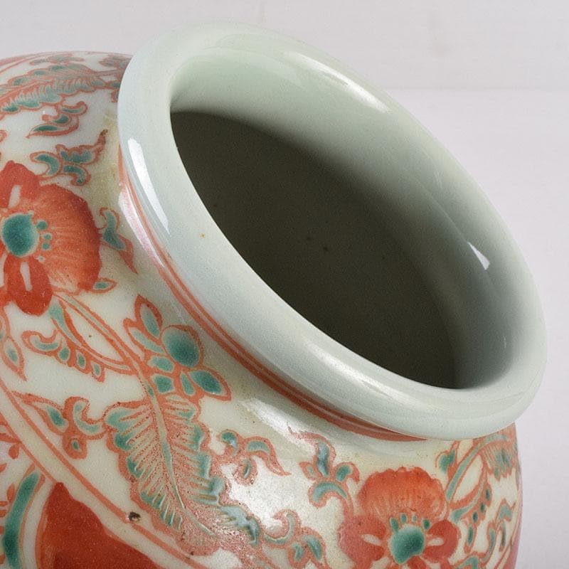 中国　赤絵　花鳥文瓶　C　R8941