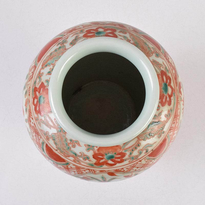 中国　赤絵　花鳥文瓶　C　R8941