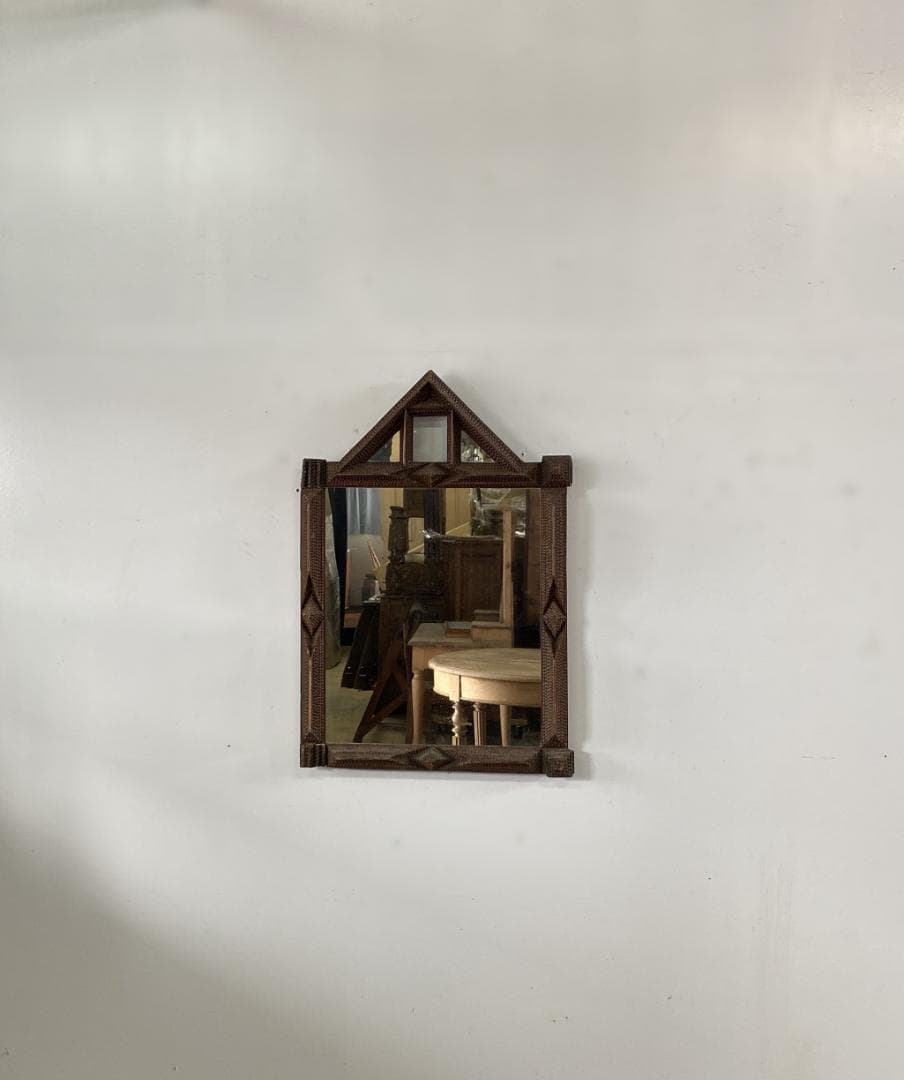 フランス アンティーク Tramp Art Mirror ミラー 鏡