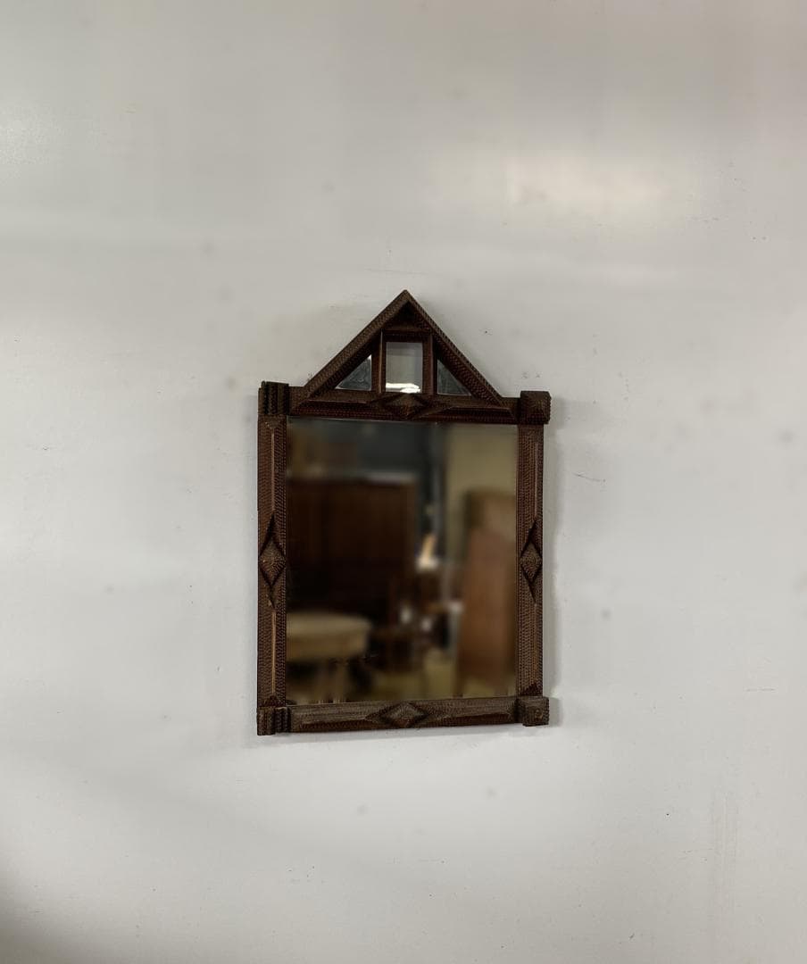 フランス アンティーク Tramp Art Mirror ミラー 鏡