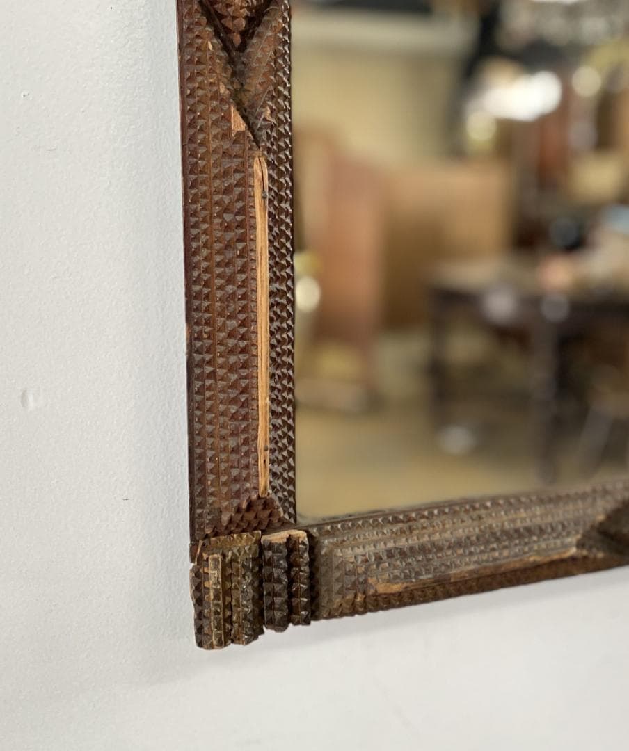 フランス アンティーク Tramp Art Mirror ミラー 鏡