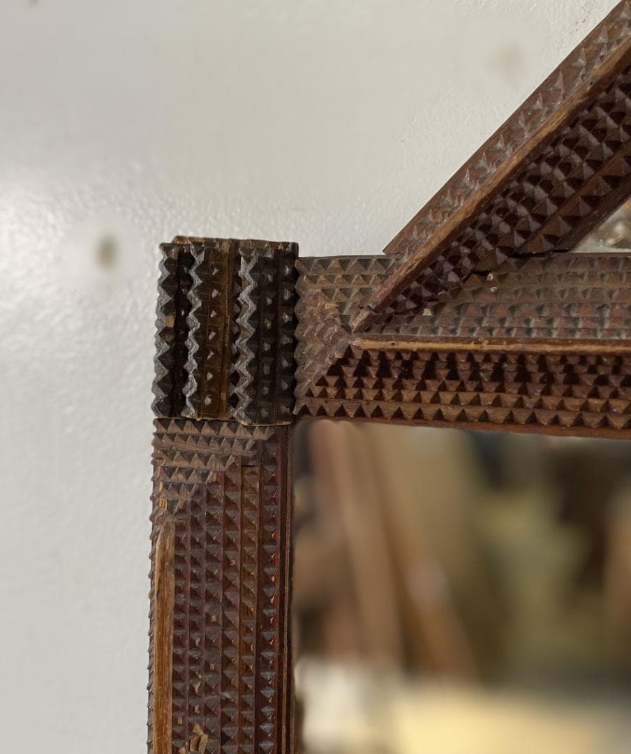 フランス アンティーク Tramp Art Mirror ミラー 鏡