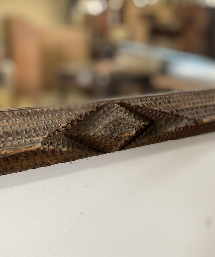 フランス アンティーク Tramp Art Mirror ミラー 鏡