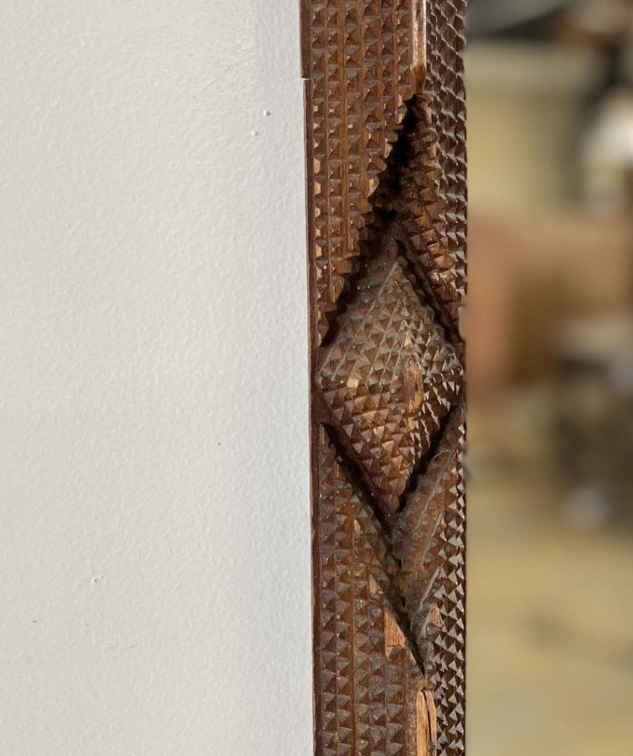 フランス アンティーク Tramp Art Mirror ミラー 鏡