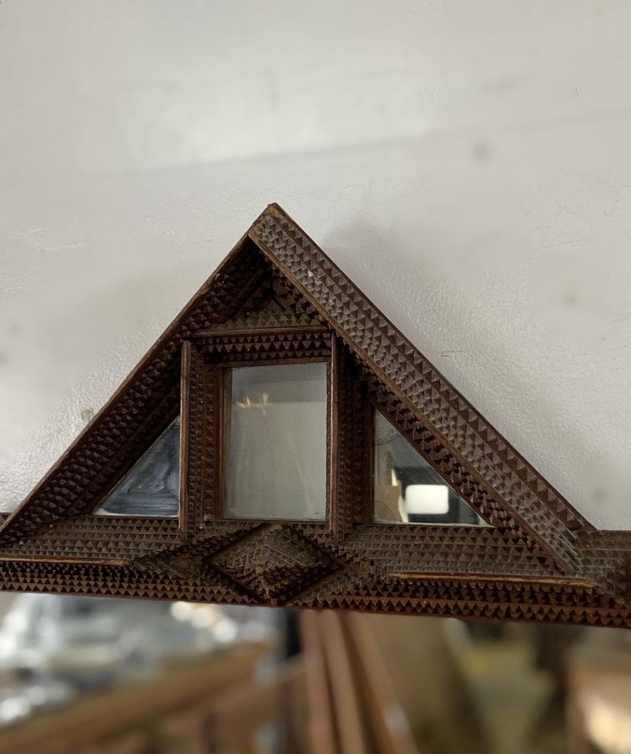 フランス アンティーク Tramp Art Mirror ミラー 鏡