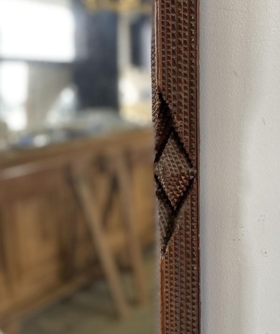 フランス アンティーク Tramp Art Mirror ミラー 鏡