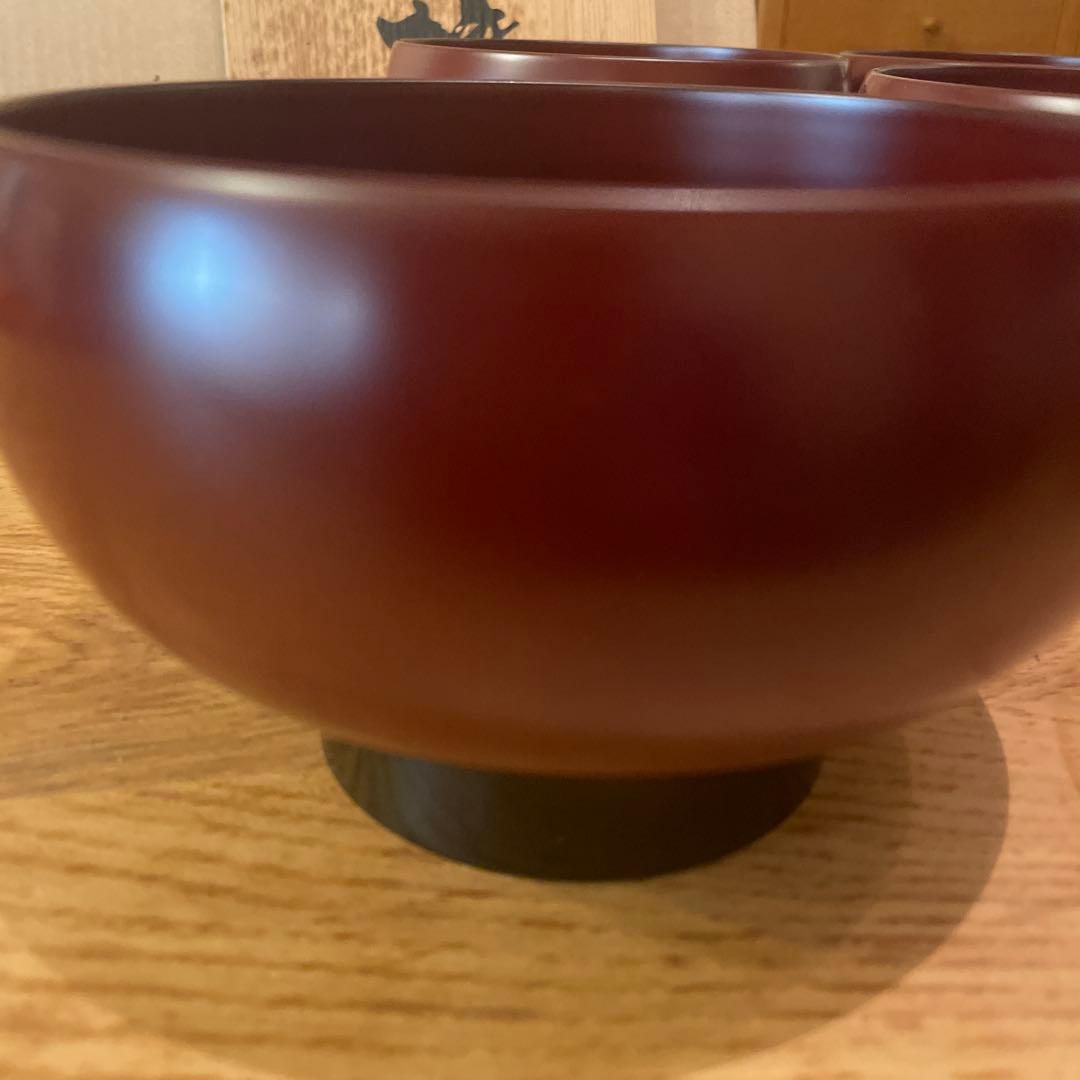 越前塗り　古代朱　どんぶり　5セット