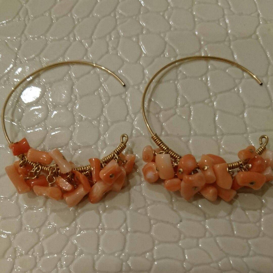 ピンク サンゴ ピアス