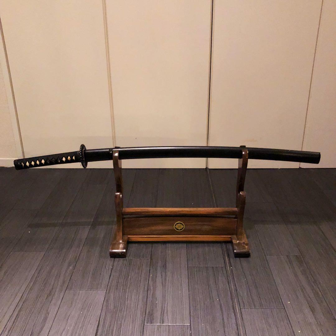 専用 本格模造刀 居合刀 樋入り刀身 黒拵え 亜合金刀身