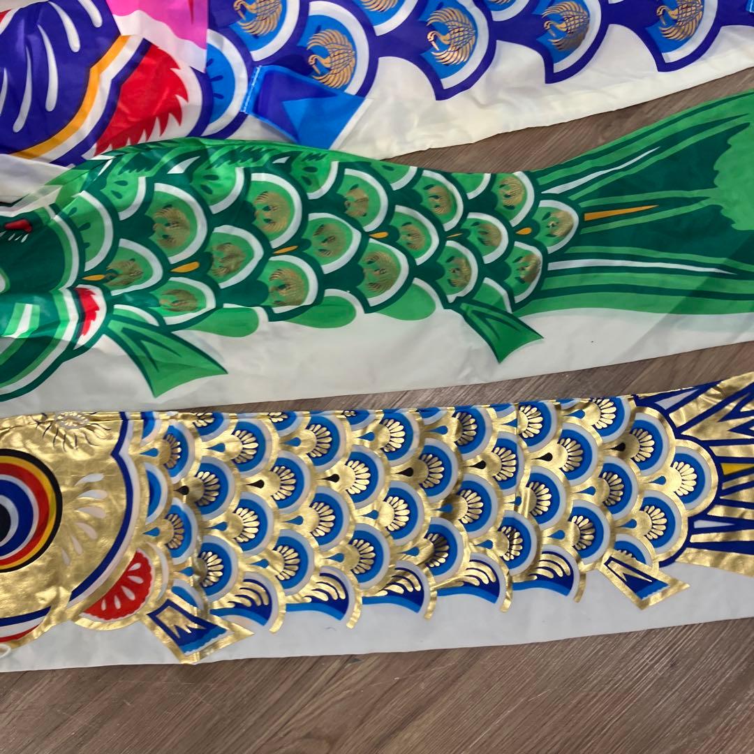 3F 鯉のぼり フルセット ゴールド鯉 吹き流し 矢車 ロープ付 ポール付き