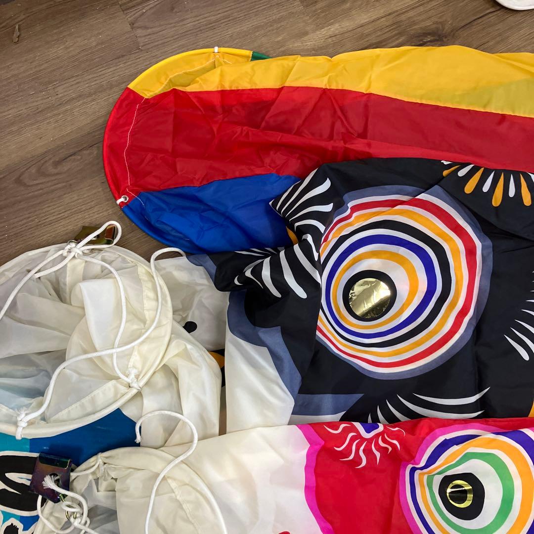 3F 鯉のぼり フルセット ゴールド鯉 吹き流し 矢車 ロープ付 ポール付き