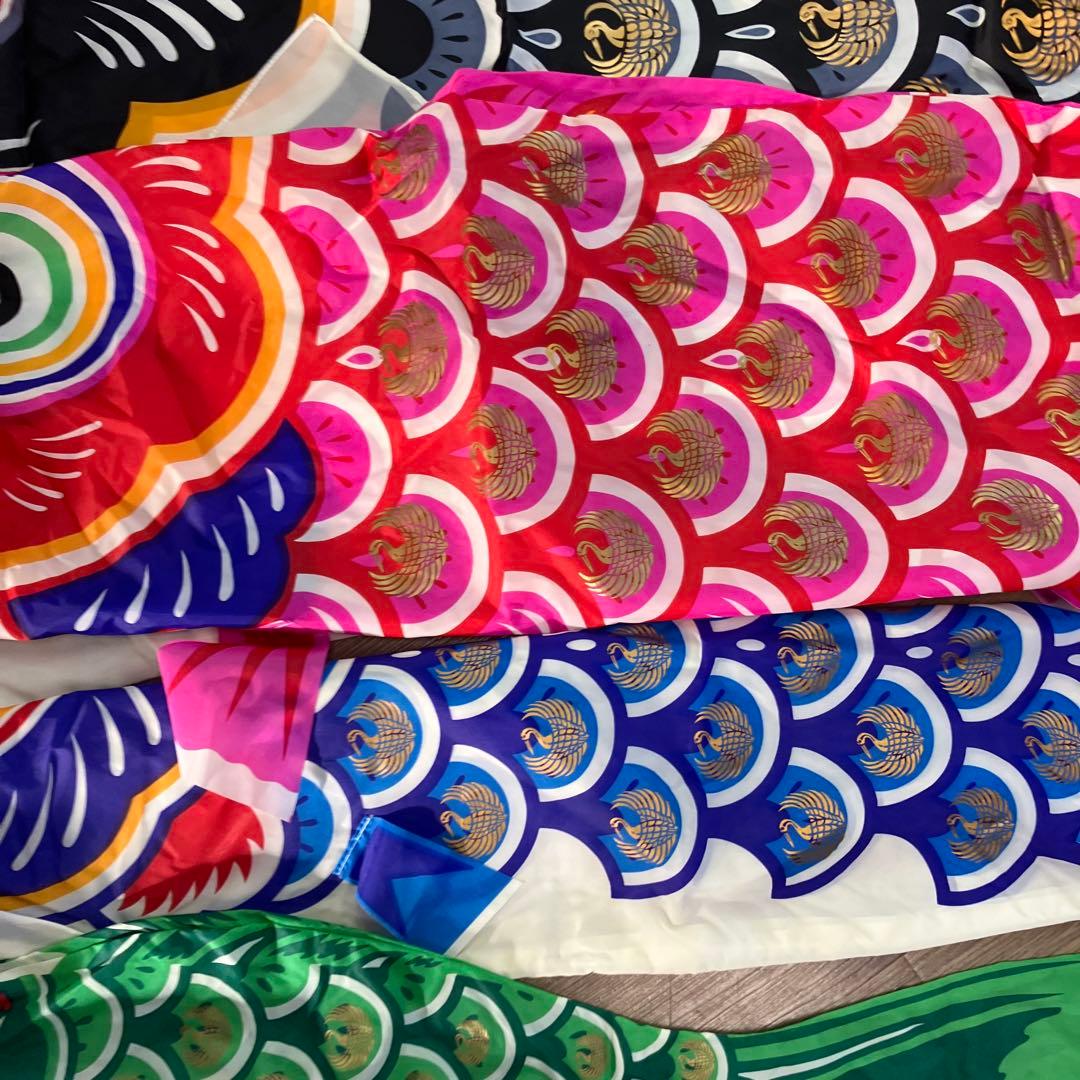 3F 鯉のぼり フルセット ゴールド鯉 吹き流し 矢車 ロープ付 ポール付き