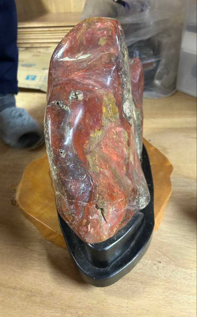 天然石 アンティーク 赤 板、プレート付き