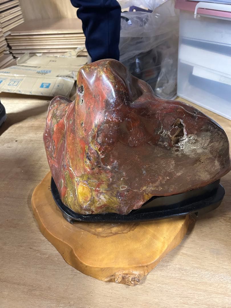 天然石 アンティーク 赤 板、プレート付き