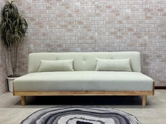 ソファーベッド　ソファ　コーデュロイ　ベージュ系　北欧風　新品