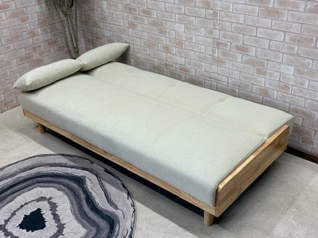 ソファーベッド　ソファ　コーデュロイ　ベージュ系　北欧風　新品
