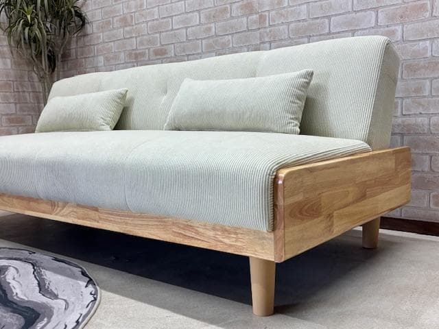 ソファーベッド　ソファ　コーデュロイ　ベージュ系　北欧風　新品