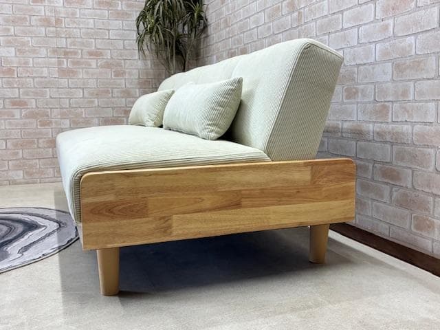 ソファーベッド　ソファ　コーデュロイ　ベージュ系　北欧風　新品