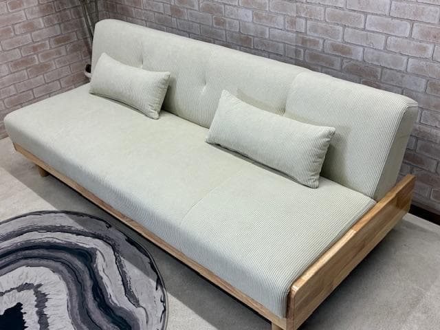ソファーベッド　ソファ　コーデュロイ　ベージュ系　北欧風　新品