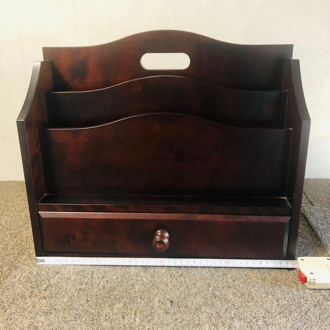 E48アンティーク品✨北海道民藝 木製ブックスタンド小物入れ レタースタンド