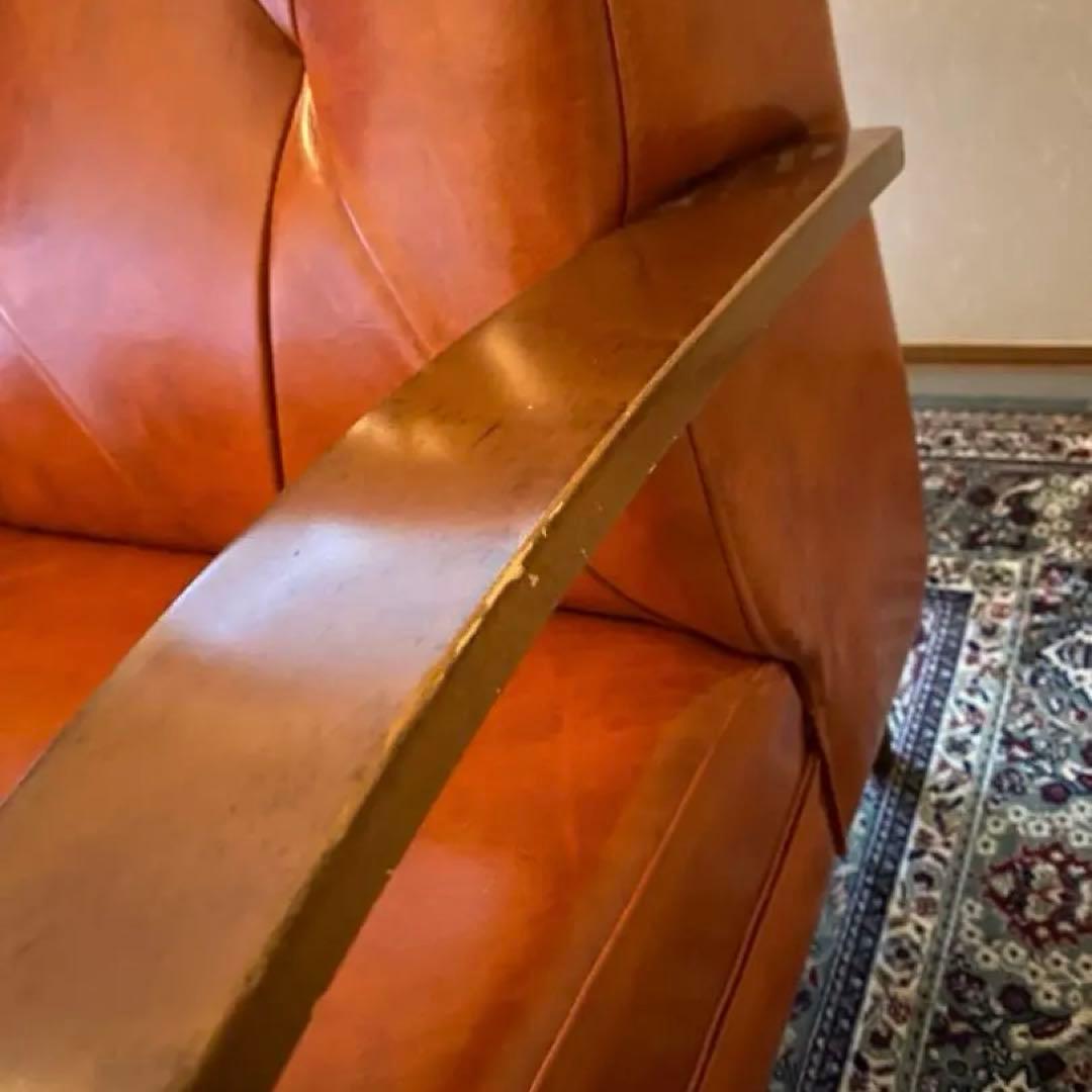 ビーカンパニー クールベ オレンジ 合成皮革 2人掛けソファ ミッドセンチュリー