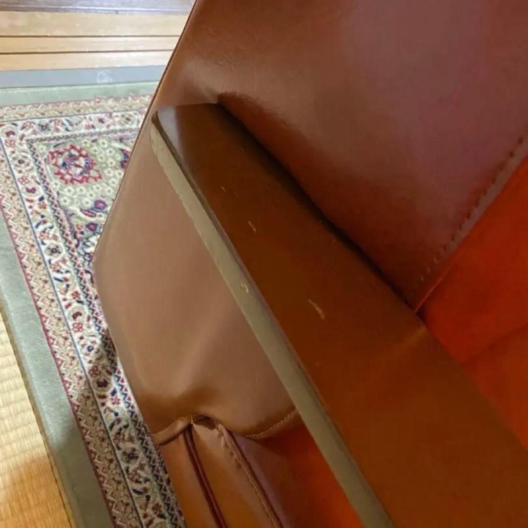 ビーカンパニー クールベ オレンジ 合成皮革 2人掛けソファ ミッドセンチュリー