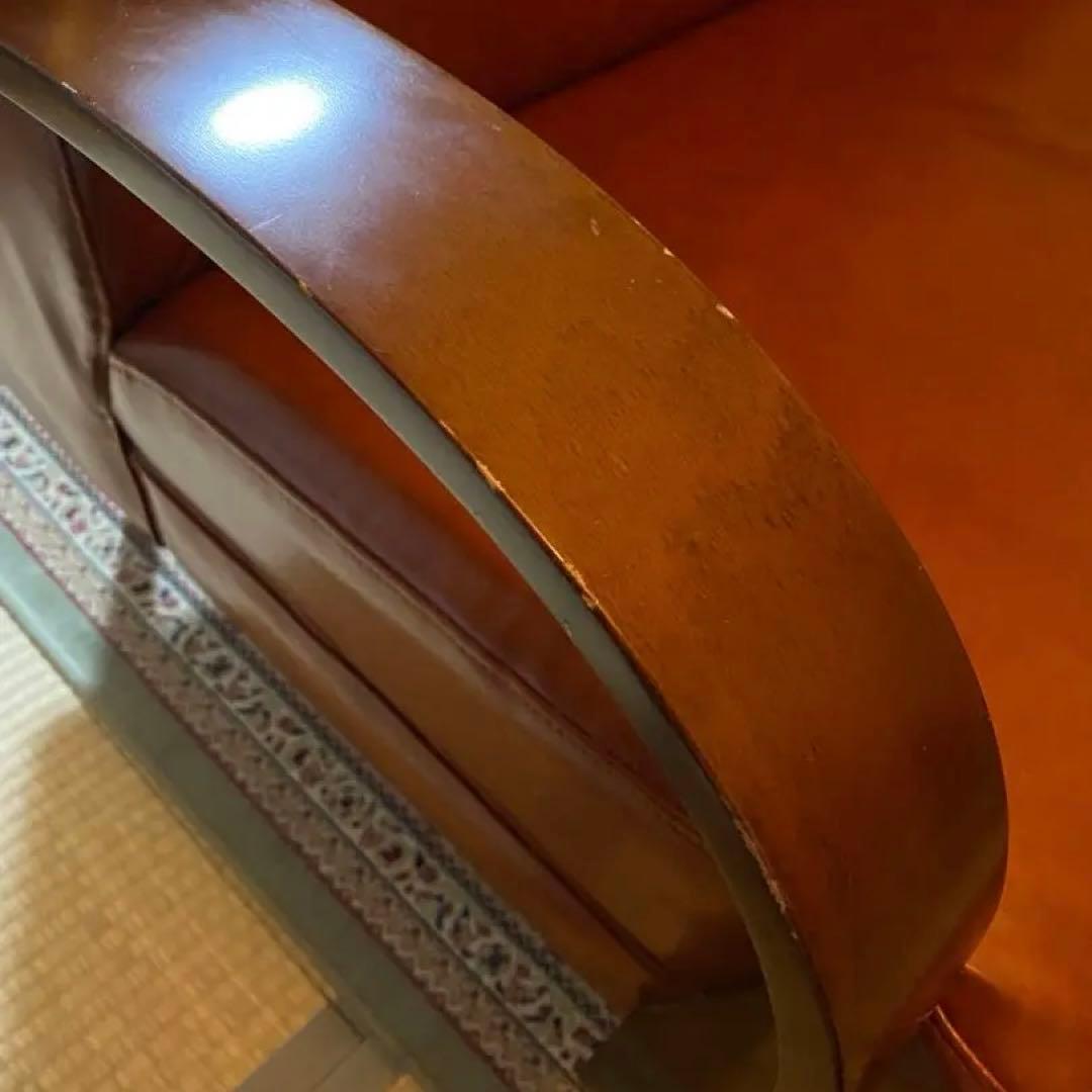 ビーカンパニー クールベ オレンジ 合成皮革 2人掛けソファ ミッドセンチュリー