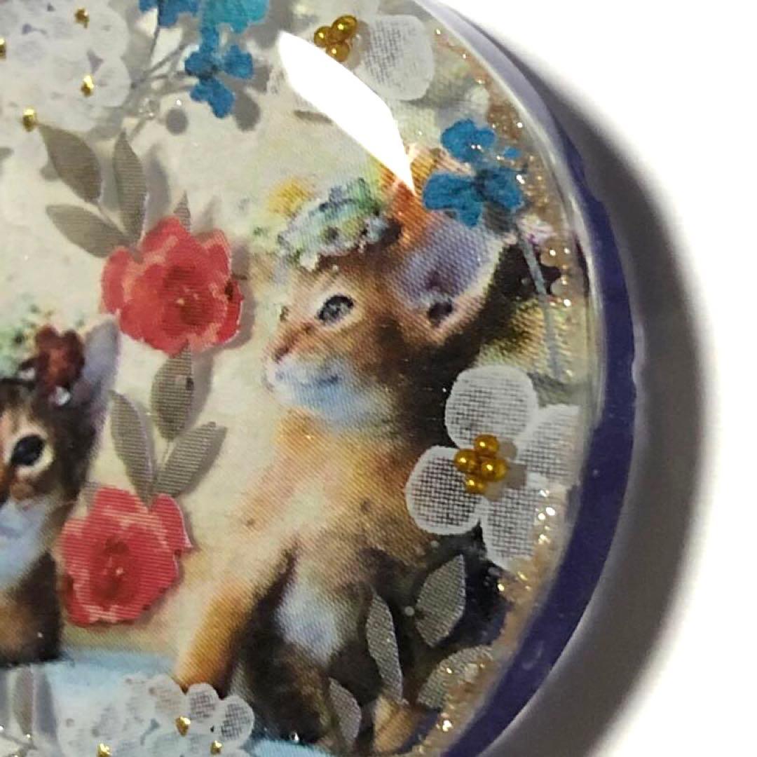 レジン 猫 ヘアゴム ブローチ ポニーフック No.333