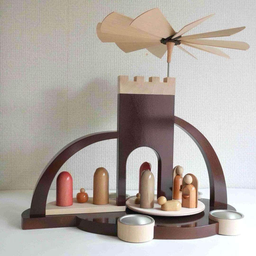 ドイツ ティーライトピラミッド（キリスト生誕）木製工芸品 エルツ山地 ザイフェン