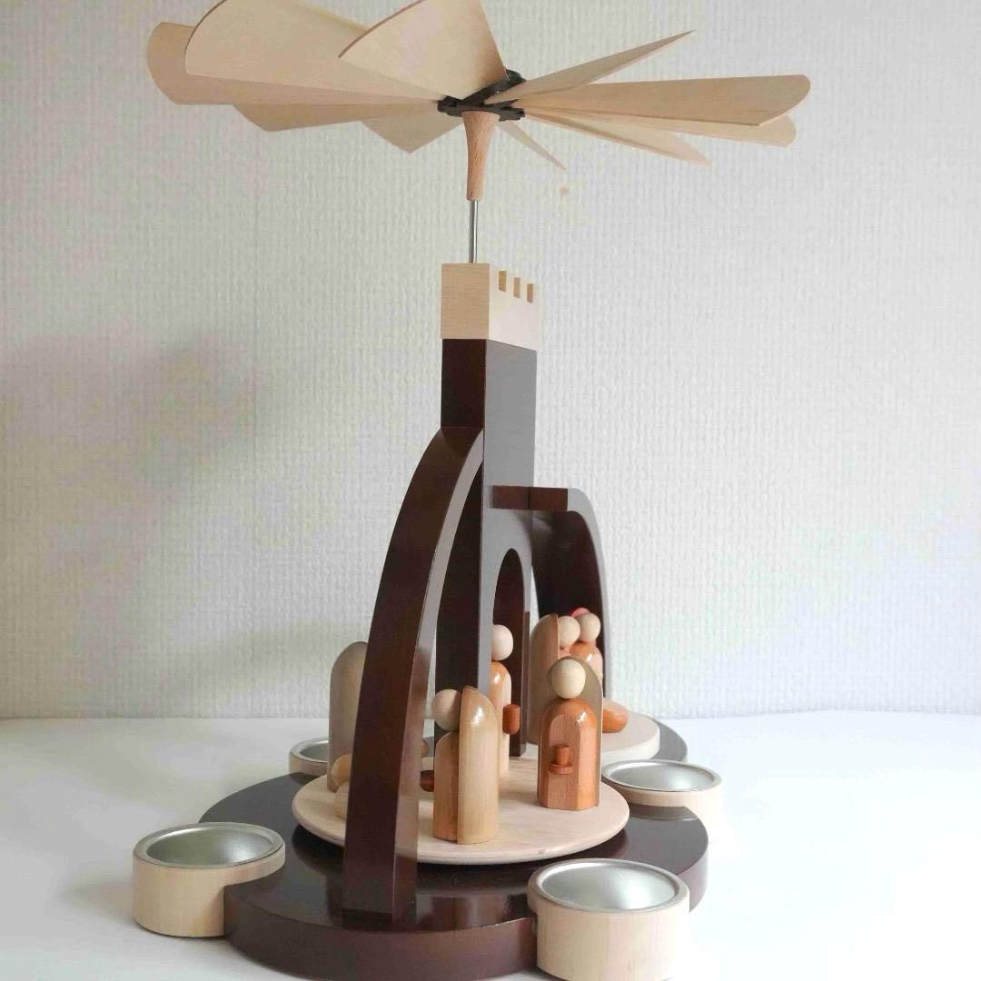 ドイツ ティーライトピラミッド（キリスト生誕）木製工芸品 エルツ山地 ザイフェン