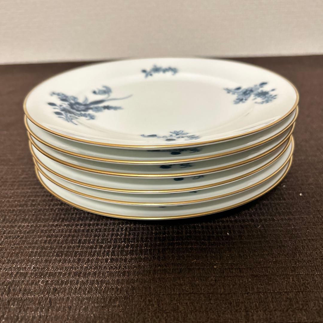 大倉陶園　ブルーフラワー　ハンドデコレーテッド　　デザートプレート　19.5cm