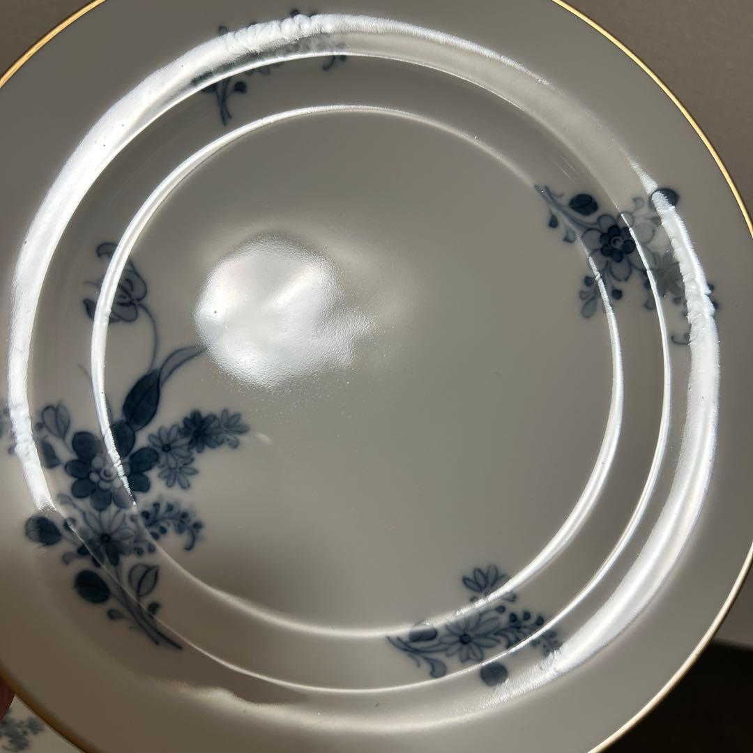 大倉陶園　ブルーフラワー　ハンドデコレーテッド　　デザートプレート　19.5cm