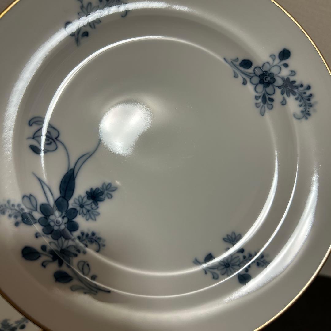大倉陶園　ブルーフラワー　ハンドデコレーテッド　　デザートプレート　19.5cm