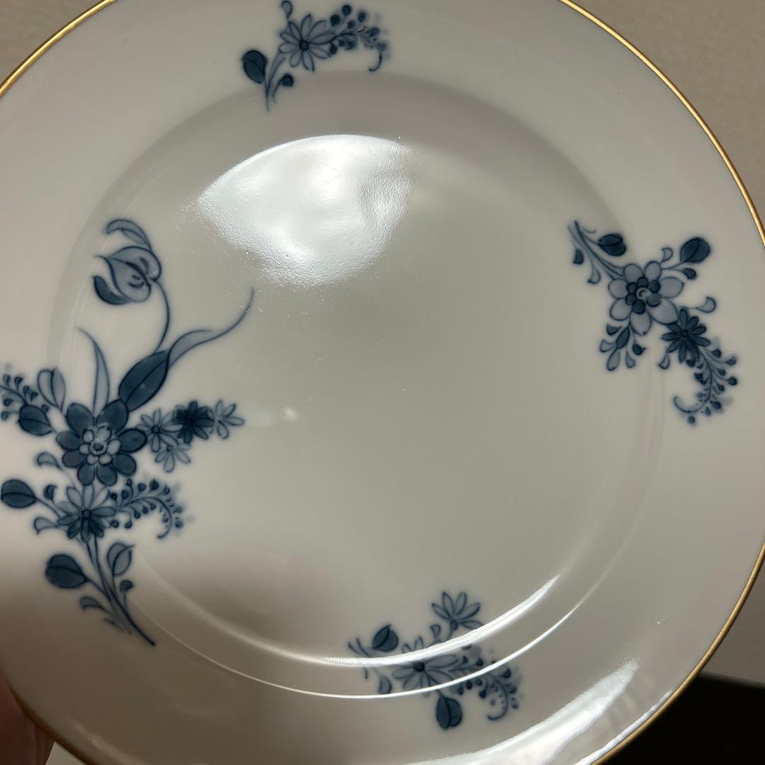 大倉陶園　ブルーフラワー　ハンドデコレーテッド　　デザートプレート　19.5cm