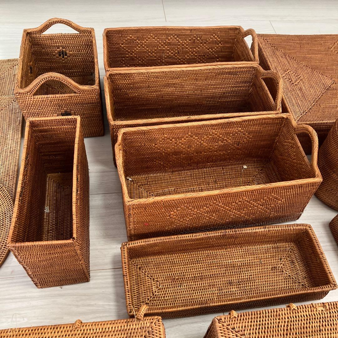 天然素材 バリ島アタ製品　バスケット　カゴ　ランチョンマット他　全25点セット