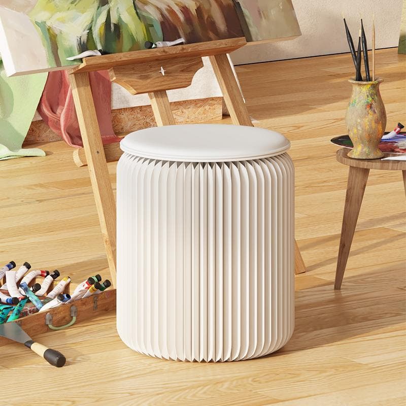 ペーパースツール白い2点セットクッション付き折りたたみスツール待合室美容室玄関