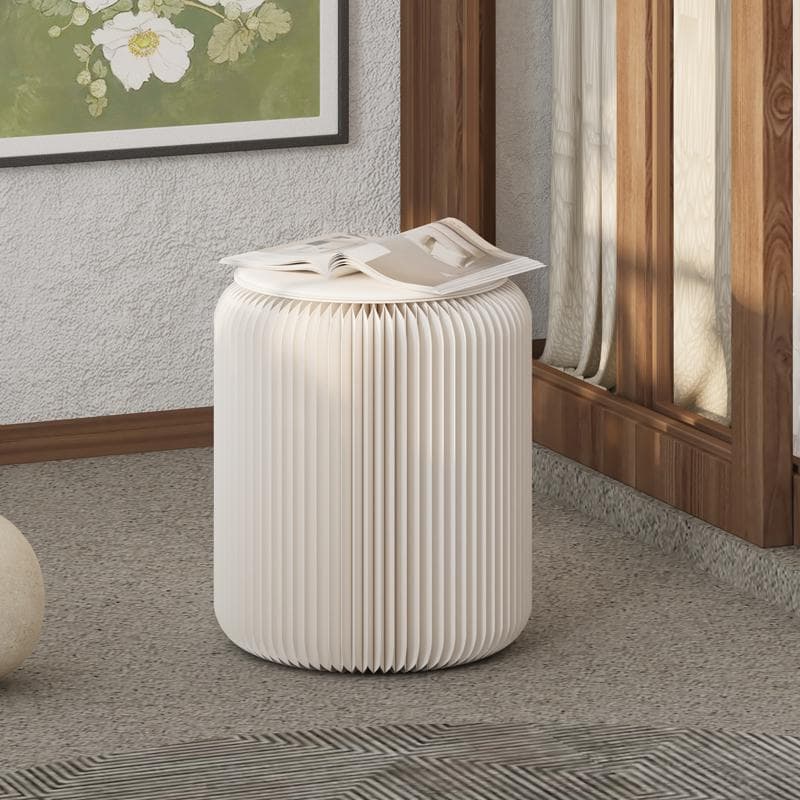 ペーパースツール白い2点セットクッション付き折りたたみスツール待合室美容室玄関