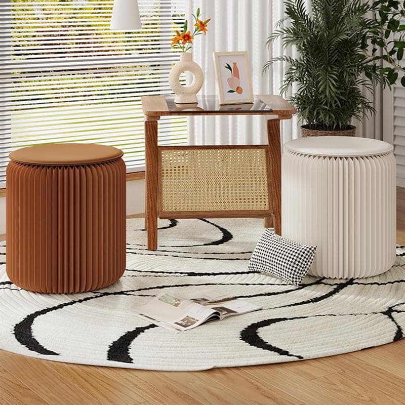 ペーパースツール白い2点セットクッション付き折りたたみスツール待合室美容室玄関