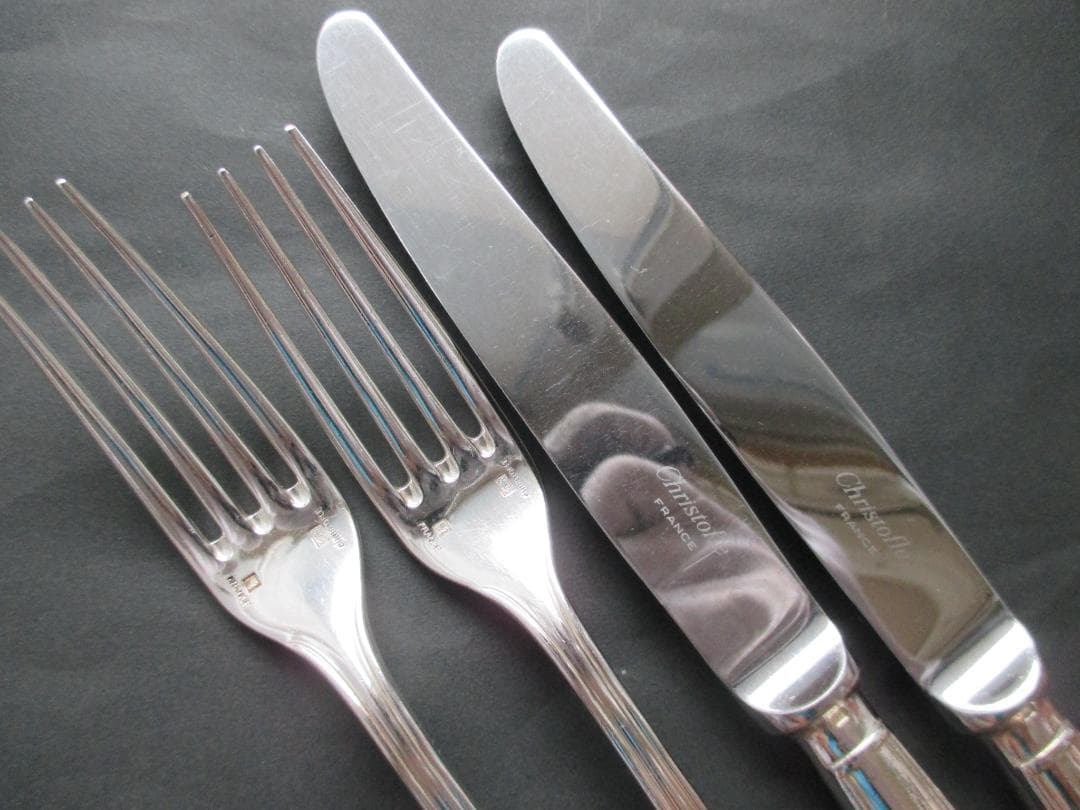 ☆仏蘭西銀器クリストフルシルバー　カトラリー4本セット　定番のアルビ