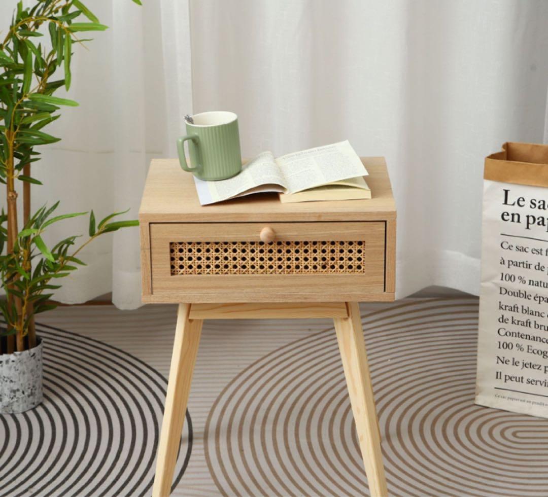 【サイドテーブル】ナチュラルウッド⁂引き出し付き