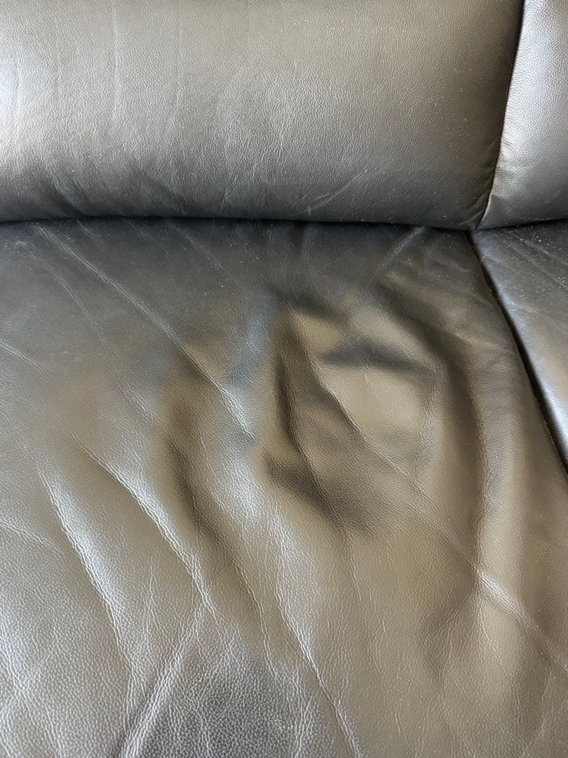 黒 コーナーソファ 本革製