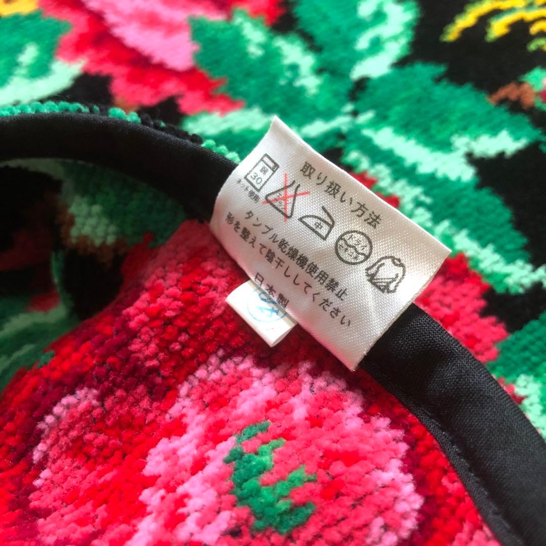 美品 FILLER 花柄 鳳凰柄 シェニール織りタオル生地 エプロン レトロ