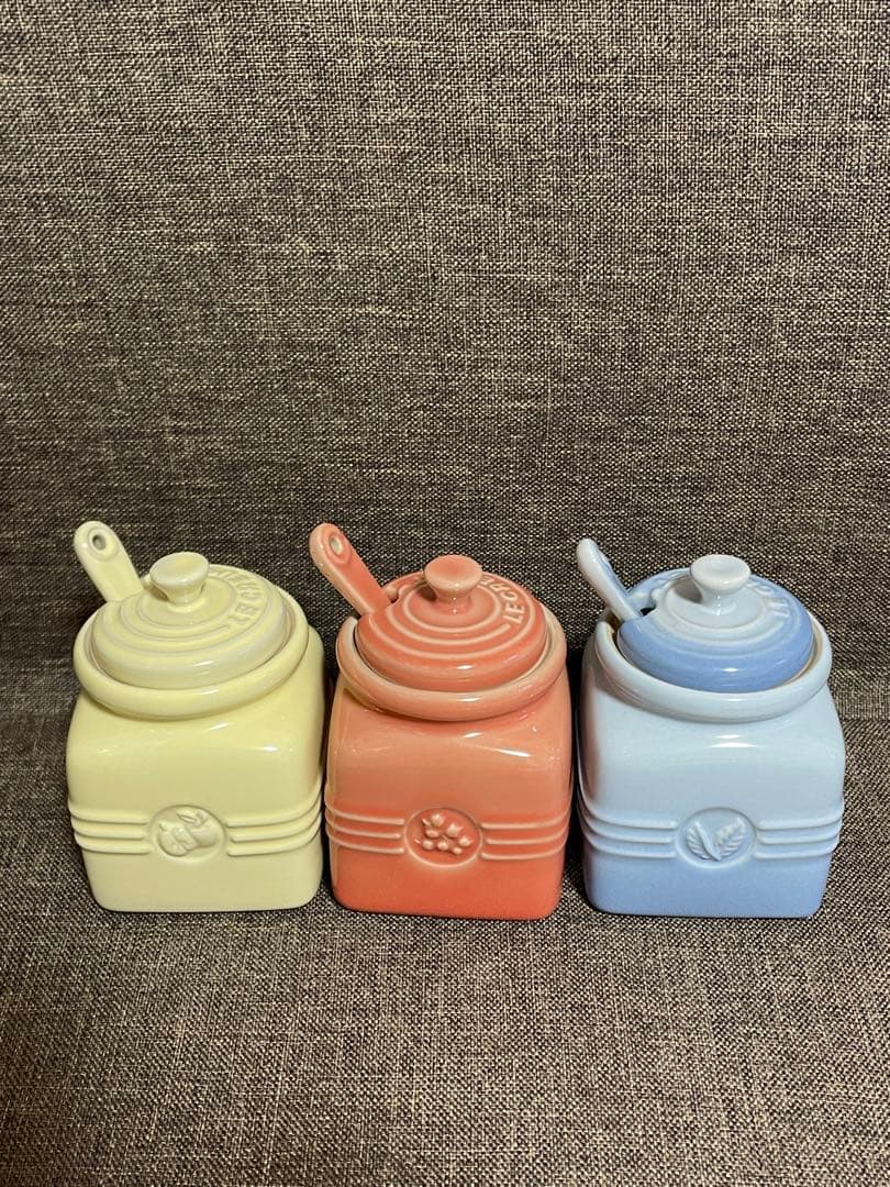 ル・クルーゼ　ジャムポット　調味料入れ　スプーン付き　3点セット